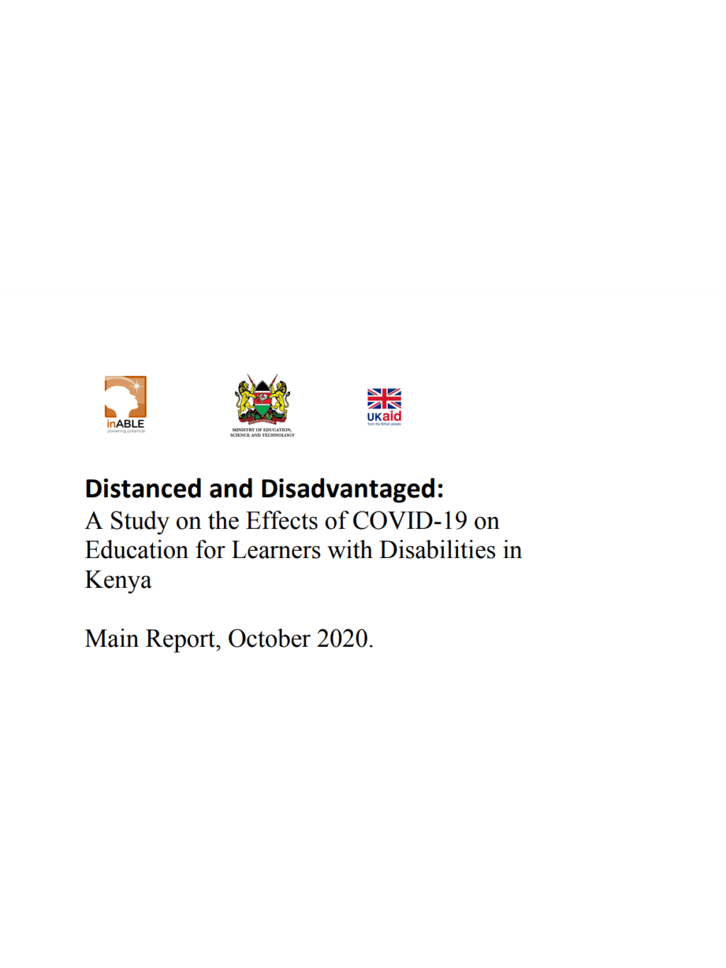 A Study on the Effects of COVID-19 on Education for Learners with Disabilities in Kenya